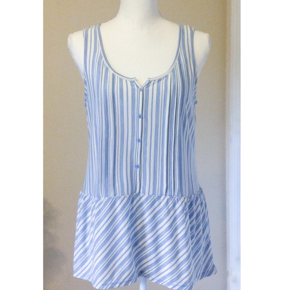 🆕 VINTAGE AMERICA Blue White Peplum Tunic NWT